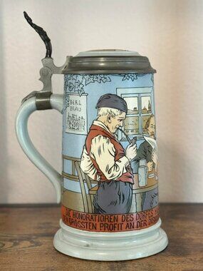 "The Dignitaries" Mettlach 0.5L German beer stein #2886 rare antique